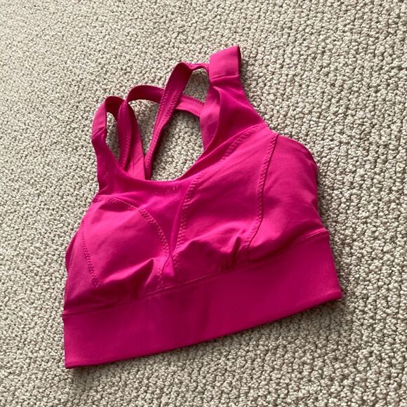 NEW LULULEMON Oxygen Bra Long Line Raspberry Pink Size 4 High Support Mesh NWOT - Picture 7 of 13